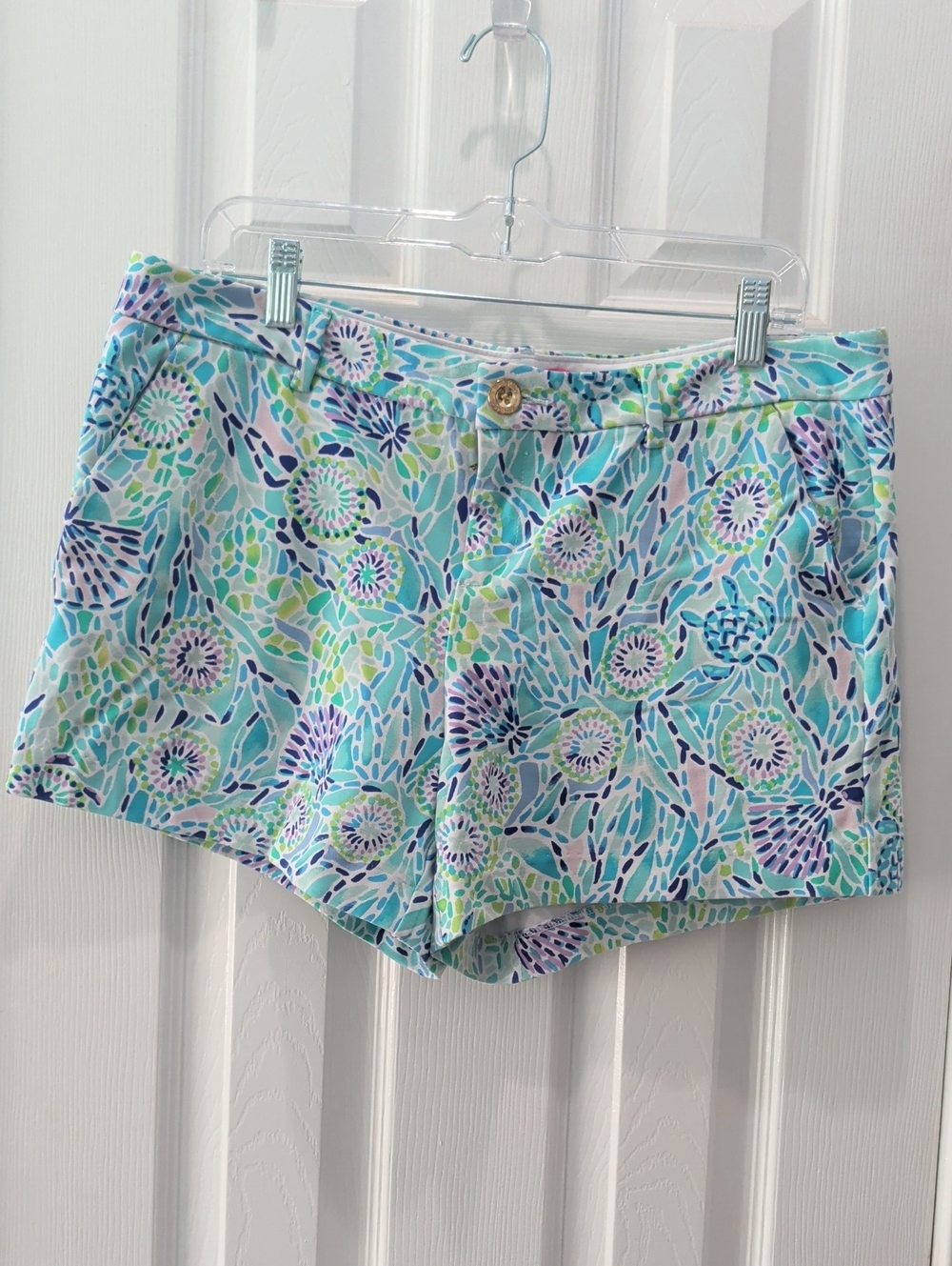 🐢 Lilly Pulitzer 🐢 Callahan Knit Shorts in Garden party, Turtles sz 12 GUC